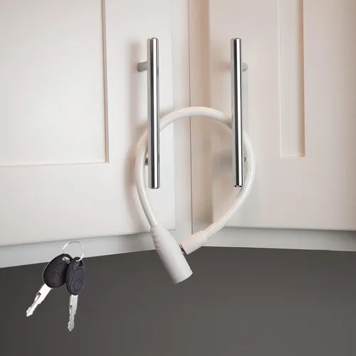 Vista 7 de Urban August Cerradura para refrigerador a prueba de niños para niños y adultos, cerradura para puerta francesa, refrigerador y gabinete