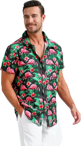 Vista 2 de LINOCOUTON Camisas hawaianas casuales de manga corta con botones para hombre