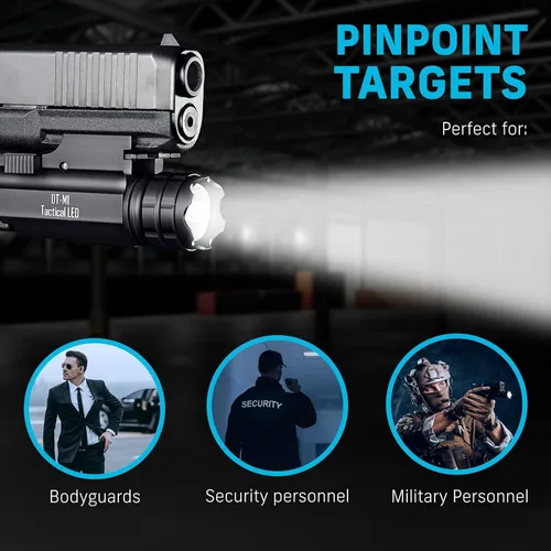 Vista 8 de Linterna táctica LED tipo pistola, recargable, con salida rápida de 300 lúmenes modelo DT-M1 de DefendTek