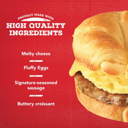 Vista 7 de Jimmy Dean Sándwich de desayuno con croissant de salchicha, huevo y queso, 4 unidades (congelado)