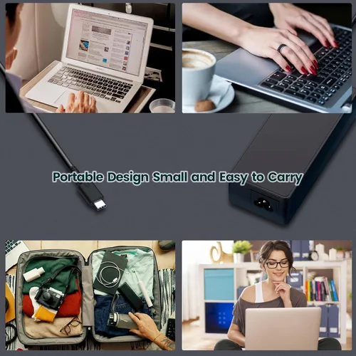 Vista 2 de Cargador USB-C de 100 W, cargador rápido universal compatible con Lenovo Thinkpad/IdeaPad/Yoga MacBook Pro, MacBook Air, iPad Pro, iPhone 14