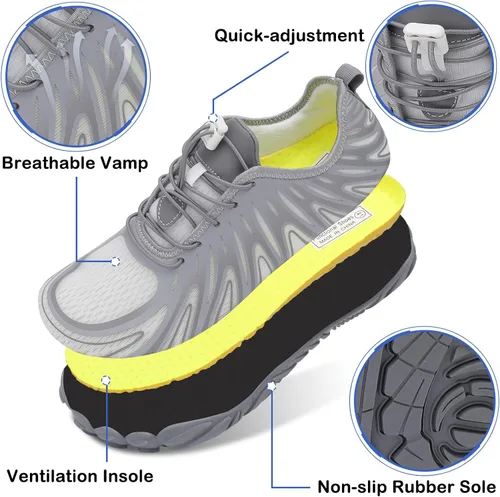 Vista 4 de Scurtain Unisex Mens Womens Athletic Hiking Water Shoes Quick Dry Barefoot Aqua Shoes Swim Shoes Beach Shoes with Drainage