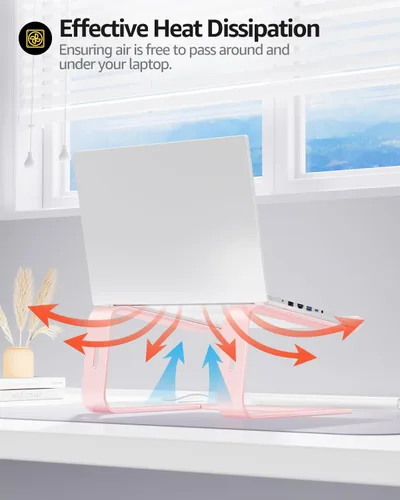 Vista 4 de Urmust Soporte elevador de aluminio para computadora portátil compatible con MacBook Air Pro, Dell, HP, Lenovo Samsung, Alienware todas las Oro Rosa