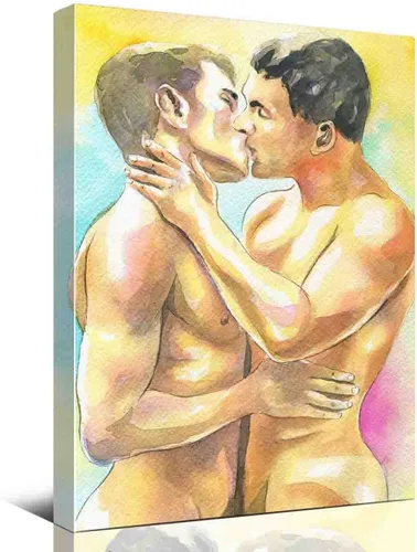 Vista 11 de DAVUD Decoración artística para hombre, pintura de acuarela, hombre gay y baño gay, arte de pared para el hogar, bar, decoración de pared, arte