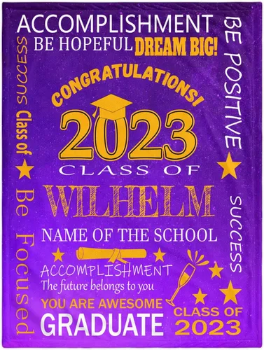 Vista 17 de Manta de graduación personalizada, regalos de graduación 2023, clase de graduación de 2023 con nombre de la universidad, manta de regalo
