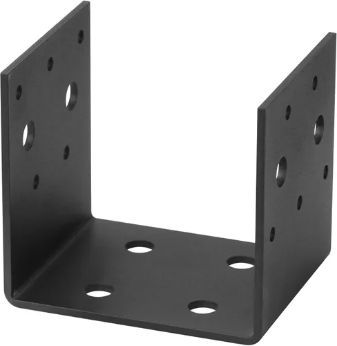Vista 3 de 4 PCS soportes de base de medio poste negros, compatible con conector de anclaje de poste de 4 x 4, soportes colgantes para viguetas de marco