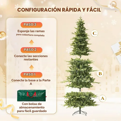 Vista 8 de HOLLO STAR Árbol de Navidad tipo lápiz preiluminado de 7.5 pies con 400 luces LED, control de aplicación, árbol de Navidad artificial Aspen, luces