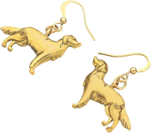 Vista 4 de DUOWEI Delicados aretes de perro Golden Retriever estilo vintage para mujeres, adolescentes y niñas, joyería estética, regalos