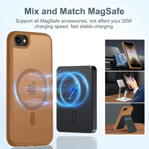 Vista 2 de Vooii Funda para iPhone SE 3ª/2ª/2020 con Magnético, Funda iPhone 8/7 [Compatible con Magsafe] [Diseño Integrado] Sensación de Agarre Cómoda Delgada