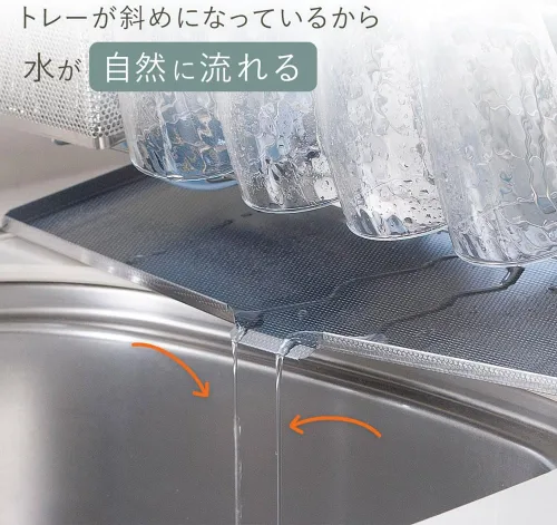 Vista 5 de Shimomura 41495 - Escurridor de platos, para 3-4 personas, fabricado en Japón, sobre el fregadero, bandeja que no es notablemente difícil de raspar