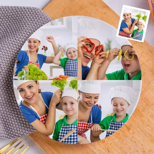 Vista 6 de Plato de cena personalizado de cerámica con foto personalizada con imagen, texto, logotipo, regalos del día de la madre para mamá, regalos