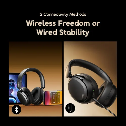 Vista 5 de Oraimo Auriculares inalámbricos con cancelación activa de ruido sobre la oreja Bluetooth, tiempo de reproducción de 65 horas, 3 modos