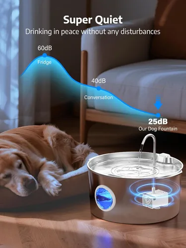 Vista 3 de Fuente de agua de 3.4 galones para perros grandes, fuente de agua extra grande de acero inoxidable para mascotas, dispensador de cuenco de agua