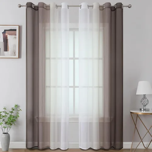 Vista 12 de Cortinas transparentes de color azul marino y negro para sala de estar, 52