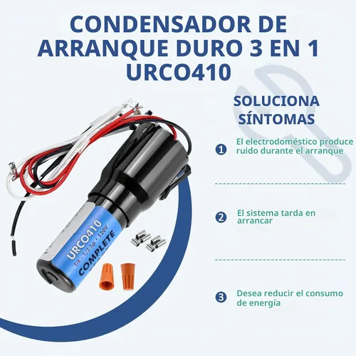 Vista 5 de URCO410 Kit de condensador de arranque duro 3 en 1 para refrigeradores por