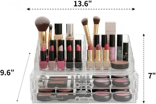 Vista 6 de OnDisplay Organizador de cosméticos y joyas de acrílico de lujo de 2 niveles