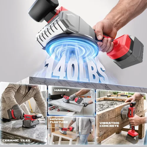Vista 6 de Ecarke Cordless 12-Speed Tile Vibration Tool Compatible with Milwaukee 18V Red -12 Speed