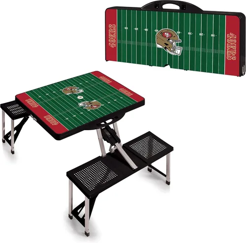 Vista 4 de Picnic TIME NFL Football Field Folding Picnic Table, Camping Table, Outdoor Table with Umbrella Hole Negro