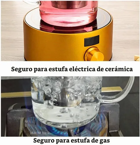 Vista 8 de Tetera con infusor para té suelto, tetera de vidrio para estufa, tetera de vidrio de borosilacato transparente con infusor y tapa, resistente al