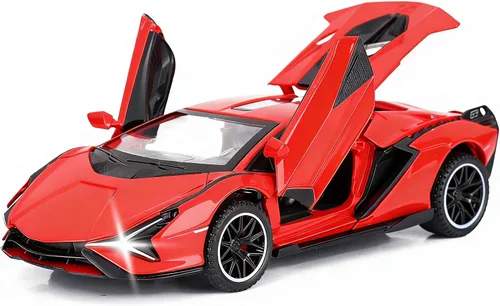 Vista 9 de SASBSC Coches de juguete Lamb para niños Sian Modelo de coche de metal fundido a presión con luz y sonido Fkp3 Coche de juguete tirando hacia atrás