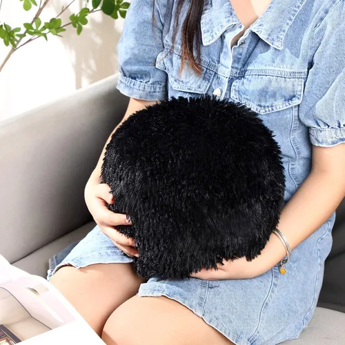Vista 4 de Paquete de 2 Almohadas Decorativas de Bola Redonda de Felpa de 10 Pulgadas, Almohadas Nórdicas Suaves de Boucle Esféricas Peludas Circulares
