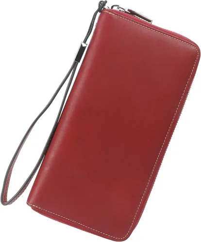 Vista 62 de Lavemi Pequeña cartera compacta para mujer, con bloqueo RFID, de piel auténtica, plegable, con ventanas de identificación