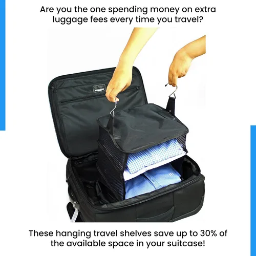 Vista 7 de Grand Fusion Housewares Stow-N-Go - Organizador de equipaje y viaje, artículos esenciales de viaje, cubos de embalaje colgantes con estantes