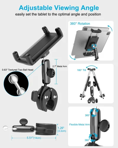 Vista 5 de Soporte de yugo para tableta, soporte de abrazadera de yugo para iPad para aviones, brazo de metal ajustable de 360° entrenador de aviación soporte