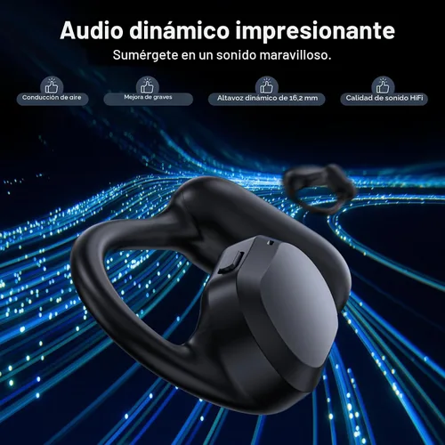 Vista 3 de Auriculares de oreja abierta, IPX7 impermeables, Bluetooth 5.3 True Wireless Sports Over Ear Auriculares con ganchos para los oídos, micrófono