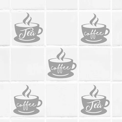 Vista 5 de Coffee Cup Tile wall Sticker for Kitchen, Tea Cup wall art, Kitchen stickers, Restaurant wall decal, Tile Transfer for Kitchen, Tile wall stickers