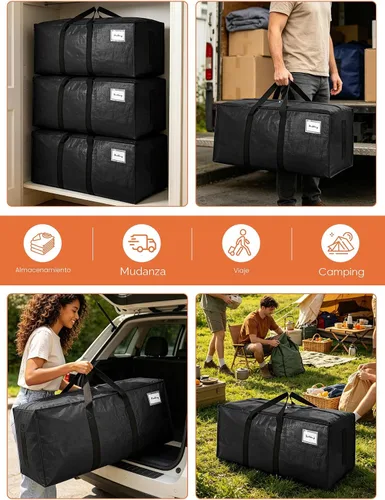 Vista 6 de SWEET DOLPHIN Paquete de 8 bolsas de mudanza resistentes de 200 libras con asas envolventes, bolsas de almacenamiento extra grandes para ahorrar