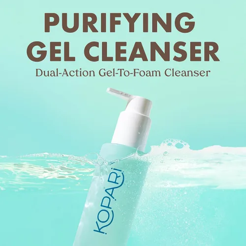 Vista 2 de Kopari Marine Clean Limpiador en gel purificador, infundido con aminoácidos y vitamina B5, limpiador de gel a espuma de doble acción, suave