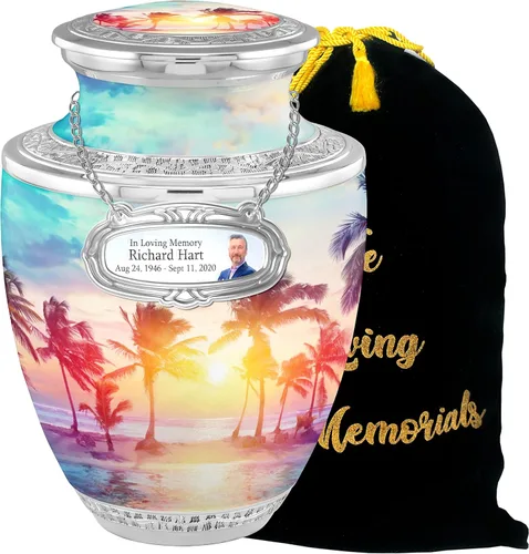 Vista 8 de Urnas de Cremación Personalizadas con Medallón Estético de Playa para Cenizas de Adultos Hombre Mujer - Urnas de Entierro de 200 libras para Cenizas