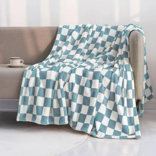 Vista 21 de LOMAO Manta de franela con patrón de cuadrícula de ajedrez, suave, lujosa, cálida y acogedora para sofá y cama, para todas las estaciones