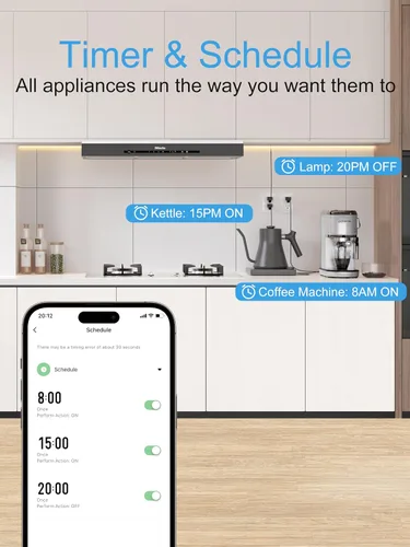 Vista 4 de EIGHTREE Enchufe inteligente de 15 A, salida WiFi que es compatible con Alexa y Google Home y SmartThings, no requiere concentrador, toma
