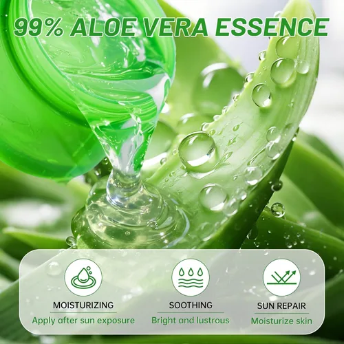 Vista 2 de Gel de aloe vera natural de 10.1 fl oz - Crema hidratante orgánica, calmante e hidratante, reparación de quemaduras solares y cicatrices, cuidado
