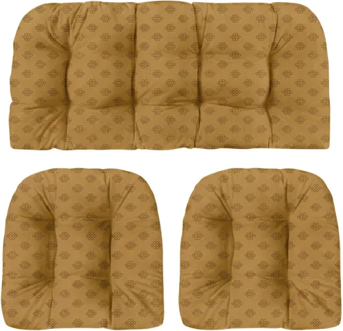 Vista 46 de RSH DECOR: Sunbrella - Juego de 3 cojines de mimbre copetudos 41 x 19 pulgadas y 19 x 19 pulgadas Fabricado con tela de rendimiento Sunbrella