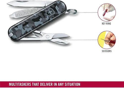 Vista 3 de Victorinox Classic SD - Cuchillo suizo militar, 7 funciones, camuflaje azul marino swiss army knife EDC pocket knife for men victorinox knives