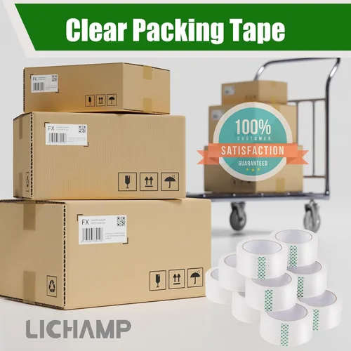 Vista 7 de Lichamp Cinta de embalaje transparente, 12 rollos de repuesto de cinta de embalaje resistente para cajas móviles, suministros de envío por correo