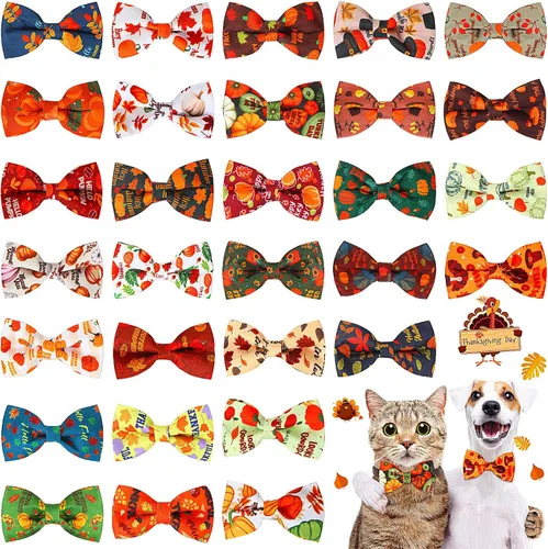 Vista 8 de Talltalk 30 Piezas de Corbatines para Perro, Lazos para Perro a Granel, Accesorios Festivos para Perro, Adornos para Collares Desmontables, Lazos