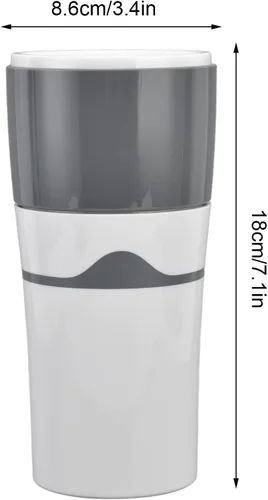Vista 6 de Cafetera portátil, máquina de una sola porción, prevención de fugas laterales de 360 grados, goteo manual para viajes, camping, oficina, uso Gris
