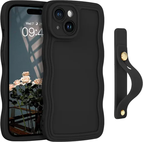 Vista 53 de GUAGUA Funda para iPhone SE 2022/2020, Funda para Teléfono iPhone 7/8 Diseño Lindo de Forma de Onda Rizada TPU Suave con Correa de Muñeca Soporte