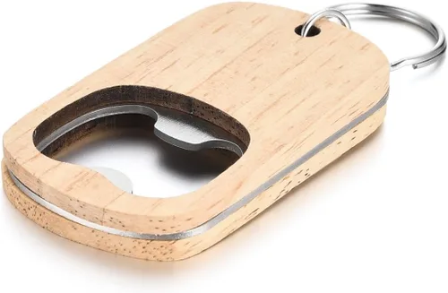 Vista 2 de 10 llaveros de madera en blanco, abridor de botellas de madera, grabado láser a granel, llavero de madera sin terminar, llavero para recuerdos