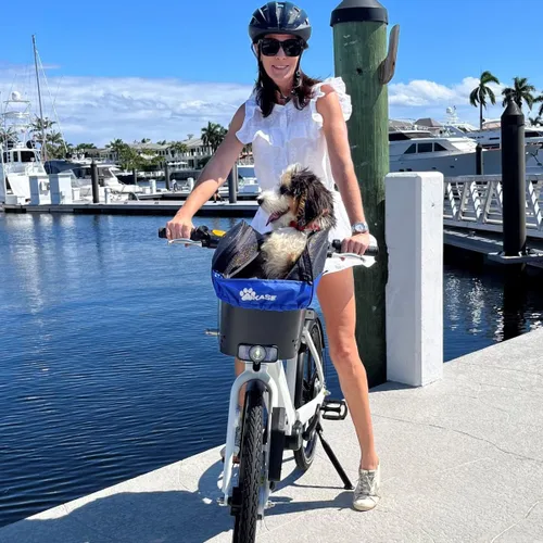 Vista 4 de BiKASE Cesta y transportador de bicicleta duradera para perros, cesta trasera para mascotas con alfombrilla y cubierta súper cómoda, ideal