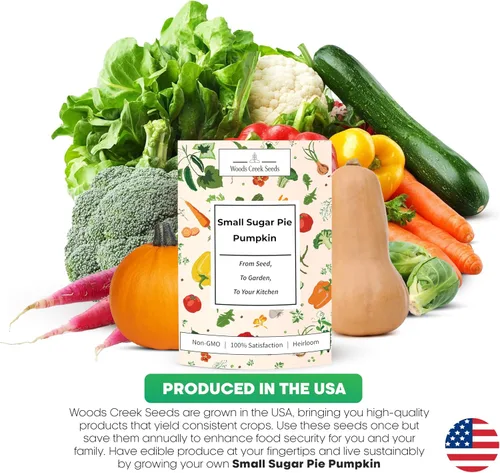 Vista 7 de Woods Creek Seeds: Semillas de calabaza pequeñas de tarta de azúcar para plantar, más de 40 semillas de calabaza tradicionales sin OMG para plantar