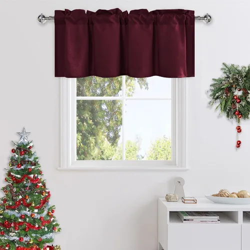 Vista 14 de DWCN Cortinas de Cenefa para Sala de Estar, Cocina, Baño/Sótano - Aqua Sólido, 1 Panel, 42 x 12 Pulgadas, Oscurecimiento de Habitación Solid Short