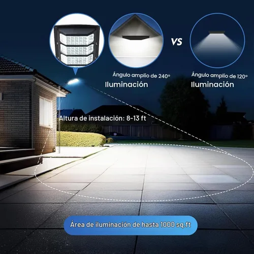 Vista 5 de Luz Solar de Calle al Aire Libre Impermeable, Luz Solar con Sensor de Movimiento, Luz LED Solar del Atardecer al Amanecer para Inundación