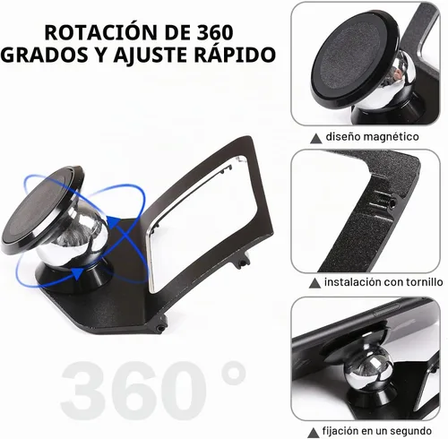 Vista 6 de Soporte rotatorio para teléfono celular de 360 grados para BMW Serie 3 E90 E91 E92 E93 2005-2010 2011 2012 (aleación de aluminio)