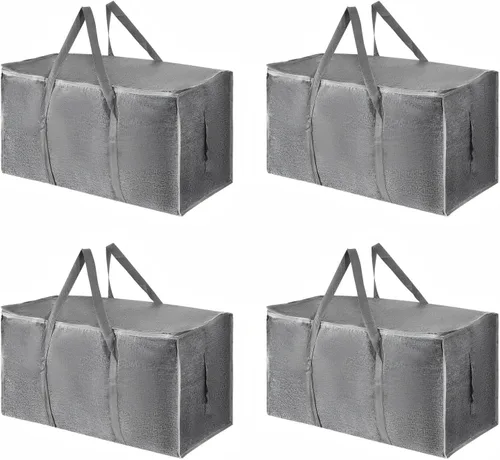 Vista 44 de Paquete de 4 bolsas de mudanza extra grandes y resistentes, bolsas de almacenamiento impermeables con asas y cremalleras, plegables para dormitorio