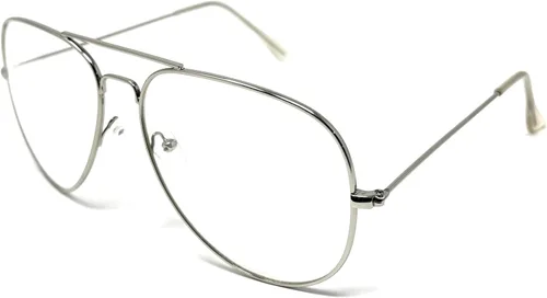 Vista 7 de WebDeals – Gafas de aviador con lentes transparentes tipo espejo y marco metálico estilo retro